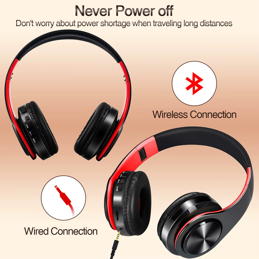 CATASSU Bluetooth Over-Ear Stereo Kopfhörer mit integriertem Mikrofon in Schwarz-Gold - Bild 4