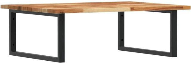 vidaXL Waschbeckenregal zur Wandmontage aus Stahl und geöltem Akazienholz in Schwarz und Braun - Bild 1