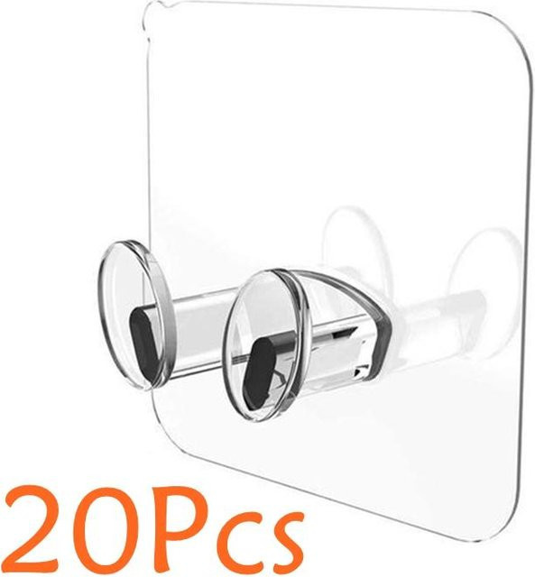 Home Lifestyle Wandhalterung für Steckdosen und Kabel, selbstklebender Haken aus Kunststoff, transparent, 20 Stück - Bild 1