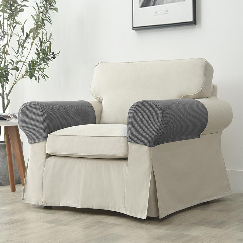 2er-Set Jacquard Sofa-Armlehnenbezüge in Weiß, dehnbarer und rutschfester Sitzarmschutz für dein Sofa oder deinen Sessel - Bild 1
