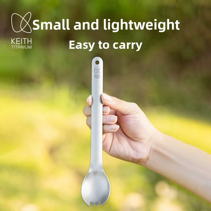 Keith Titan-Spork Löffel mit langem Griff aus Metall in Silber, antibakteriell und spülmaschinenfest für Camping und Outdoor - Bild 3