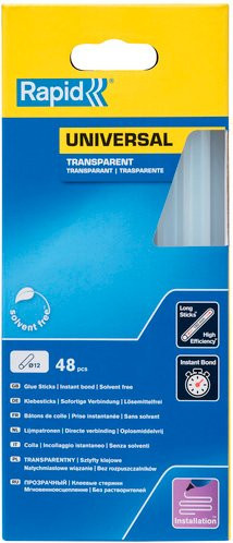 Rapid Universal Klebesticks transparent, Durchmesser: 12 mm, Länge: 190 mm, 48 Stück - Bild 1