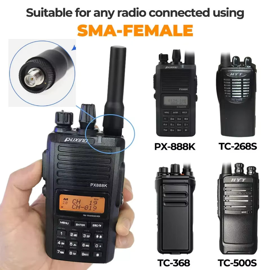 Baofeng Ham SF20 Silikon-Antenne Dualband VHF/UHF 144/430 MHz mit SMA-F-Buchse in Schwarz - Bild 3