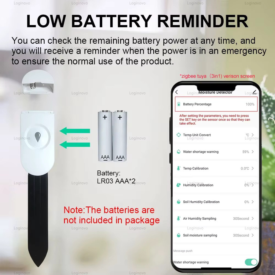 Loginovo Zigbee Bodenfeuchtigkeitssensor mit Temperatur- und Feuchtigkeitsmessung in Weiß für Tuya, Z2M und Home Assistant - Bild 5