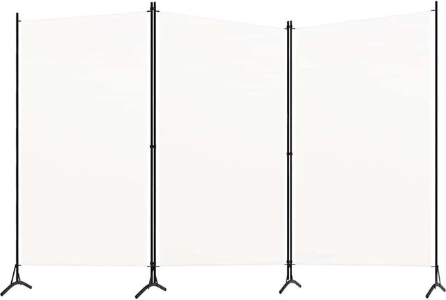 vidaXL 3-teiliger Raumteiler Weiß aus Stoff und Eisen, B: 260 cm, H: 180 cm - Bild 1