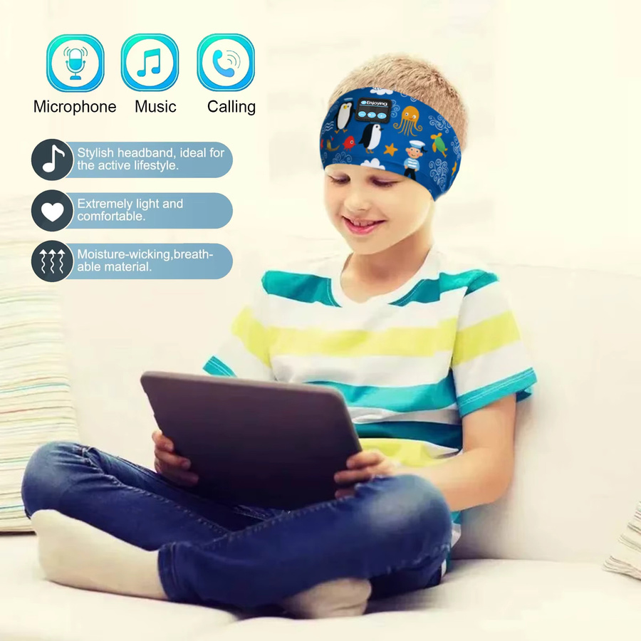 JINSERTA Kinder Bluetooth Kopfhörer als Schlafmaske und Sport Stirnband in Multicolour mit Freisprecheinrichtung - Bild 1