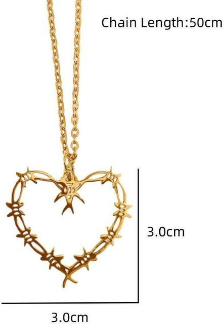 Halskette mit herzförmigem Anhänger, Metall, Gold, Damen, Punk - Bild 1