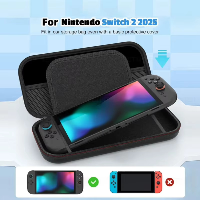 Tragbare EVA-Hartschalentasche für Nintendo Switch 2 in Schwarz - Bild 2