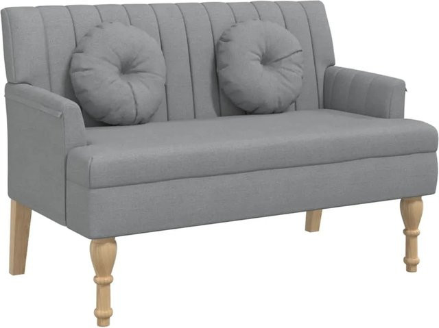 vidaXL Sitzbank mit Kissen in Hellgrau mit vertikalem Linienmuster im Antik-Stil, B/T/H: 113 x 64,5 x 75,5 cm - Bild 1