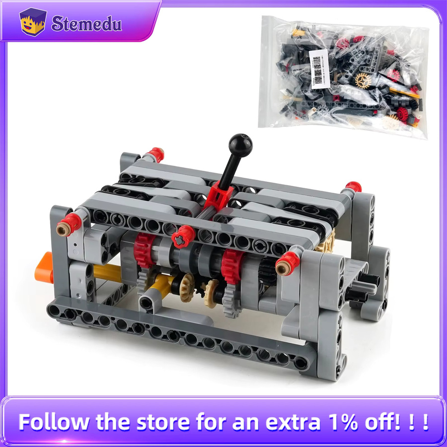 stemedu 6-Gang-Getriebe DIY Brick Kit mechanisches Getriebe Modell aus Kunststoff, Mehrfarbig, pädagogisches STEM Bausteine Set zur Förderung von Kreativität und Kognition - Bild 3