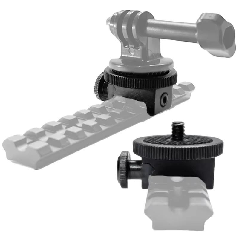 Taktische Picatinny Side Rail Kamera Halterung Schwarz mit 1/4 Zoll Schraube als Adapter für GoPro und Jagdzubehör (21mm bis 25mm) - Bild 2