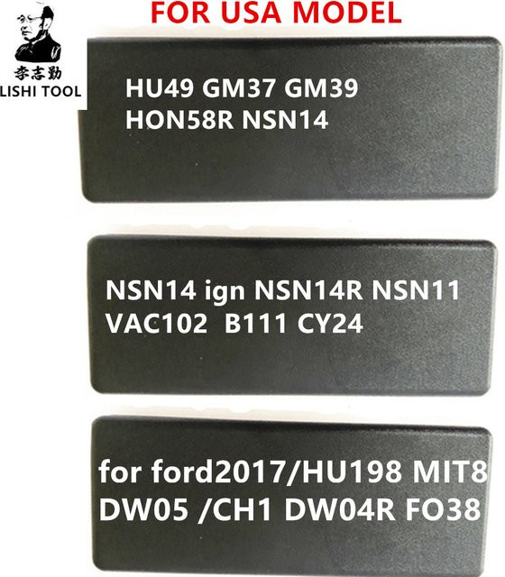 Lishi 2 in 1 Schlossöffnungswerkzeug Set in Schwarz für HU49 GM37 GM39 HON58R NSN14 SN14 IGN SN14R NSN11 VAC102 B111 CY24 FORD2017/HU198 DW05/CH1 DW04R FO38 MIT8 - Bild 1