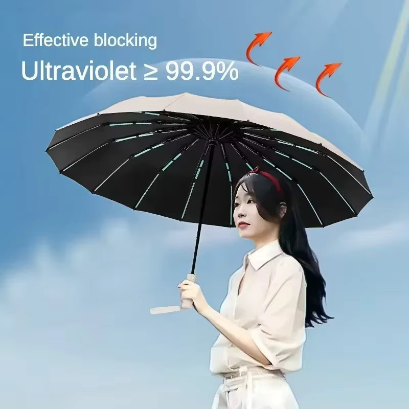 60Bones Windfester Allwetter-Regenschirm mit UV-Schutz, Automatischer Business-Regenschirm für Damen und Herren in Blau und Schwarz - Bild 2