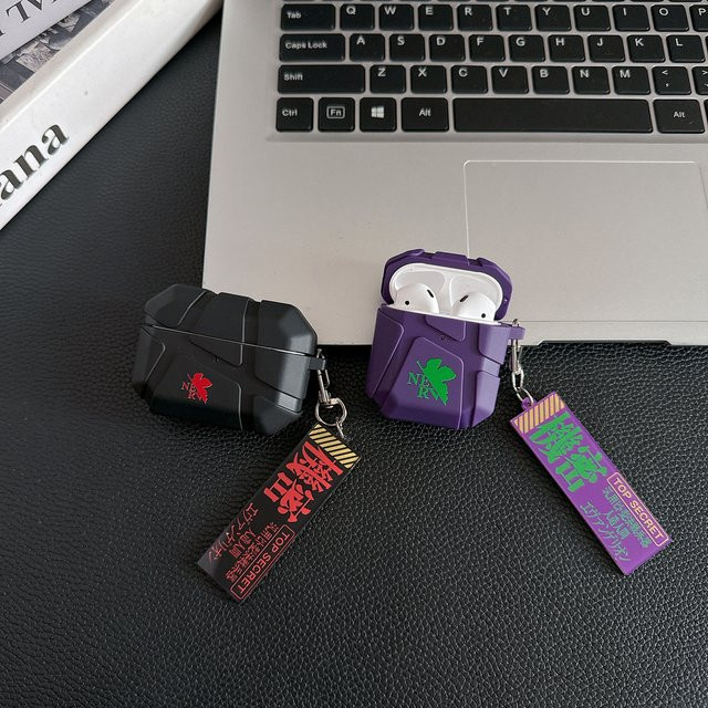 Bandai Evangelion EVA Anime Schutzhülle für AirPods Pro, 3, 2, 1 sowie AirPods 4, 2, 3 inklusive Anhänger - Bild 1