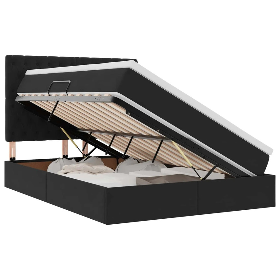 vidaXL Bett mit Stauraum und LED in Schwarz aus Samt und Metall, B/T/H: 140 x 190 x 144 cm - Bild 2