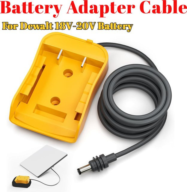 DeWalt Universeller Batterie-Gleichstromkabeladapter mit Barrel-Plug in Gelb für 18V und 20V Batteriezubehör - Bild 1