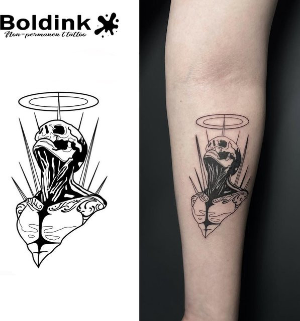 Boldink Angel Skull Temporäres Tattoo, wasserfest, semi-permanent - Bild 1