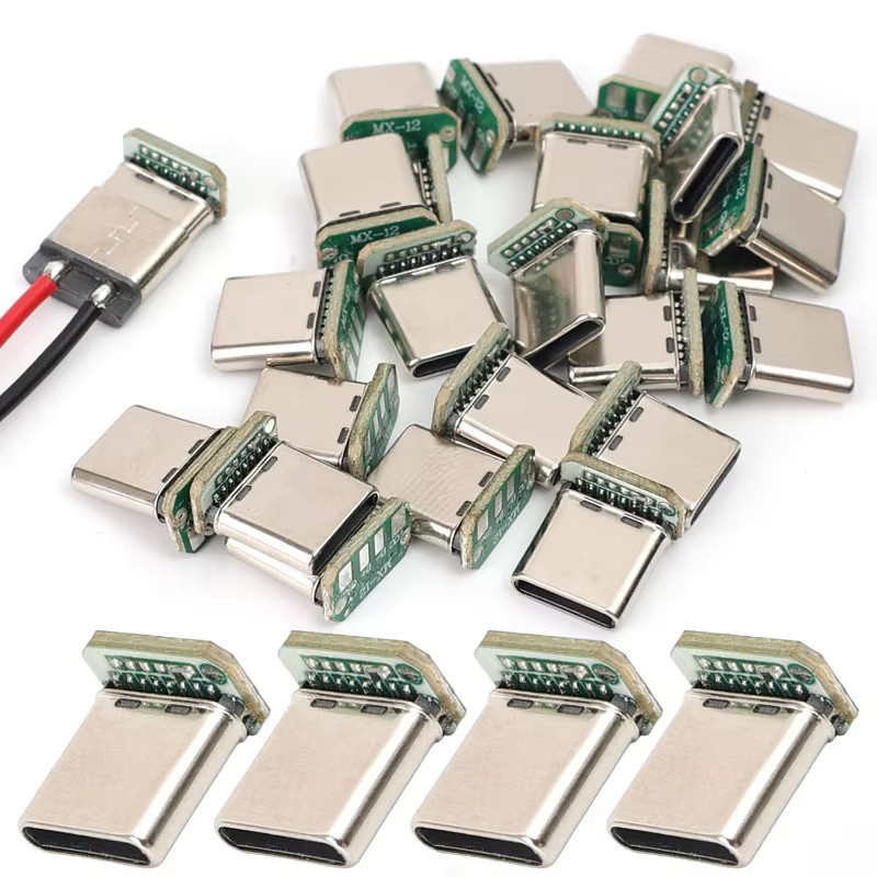 USB-C-Stecker USB 3.1 Typ C Vertikales Patchboard 16-Pin mit 4-Schweißdraht Datenband PCB Männlicher Anschluss in Silber - Bild 2