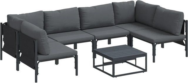vidaXL 7-teiliges Garten-Sofa-Set in Anthrazit aus pulverbeschichtetem Stahl mit Polstern - Bild 1