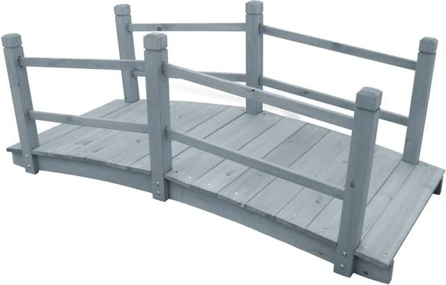 DELUKE Holzbrücke MILAN mit Geländer in Grau, B/T/H: 140 x 60 x 56 cm - Bild 1