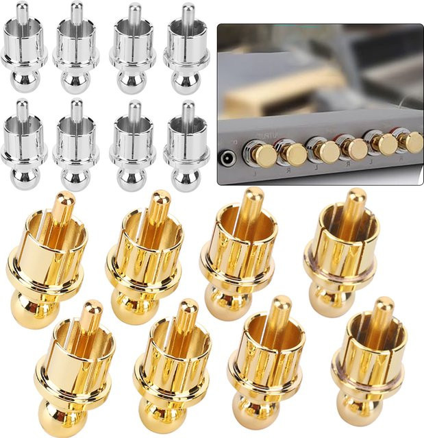 Shunmaii Vergoldete Rhodium RCA Schutzkappen für Audio-Lautsprecher und Verstärker in Gold - Bild 1
