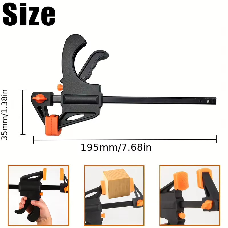 Schnellspann-F-Klemme Einhand-Auslöseklemme für Holzbearbeitung und DIY-Tischlerei in Orange - Bild 3