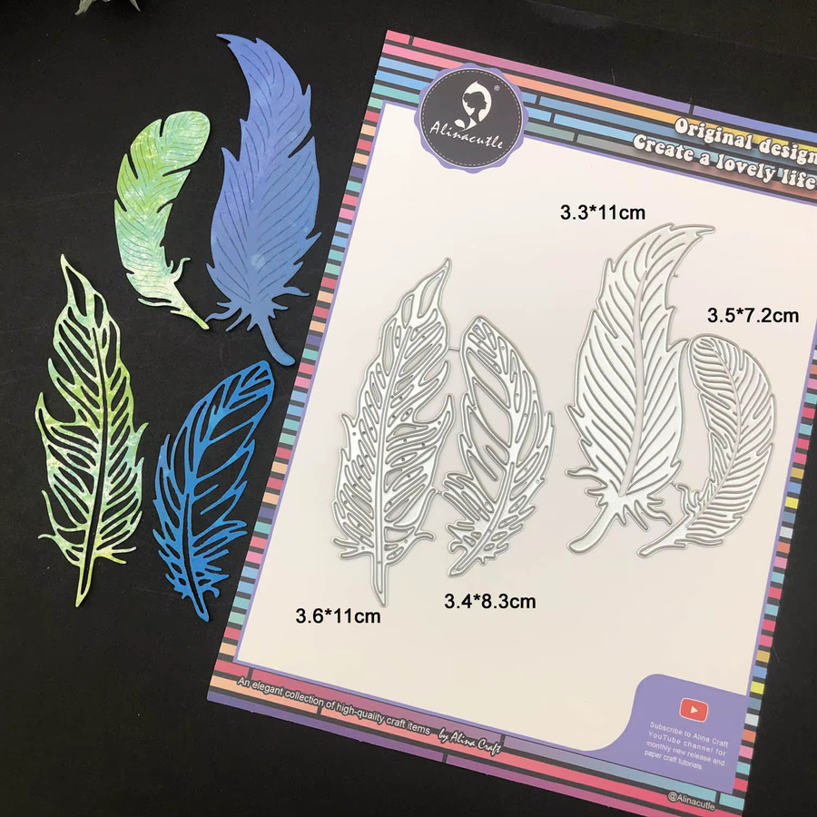 Alinacutle Metall Stanzformen Federn für Scrapbooking und Papierhandwerk im 4er-Set - Bild 2