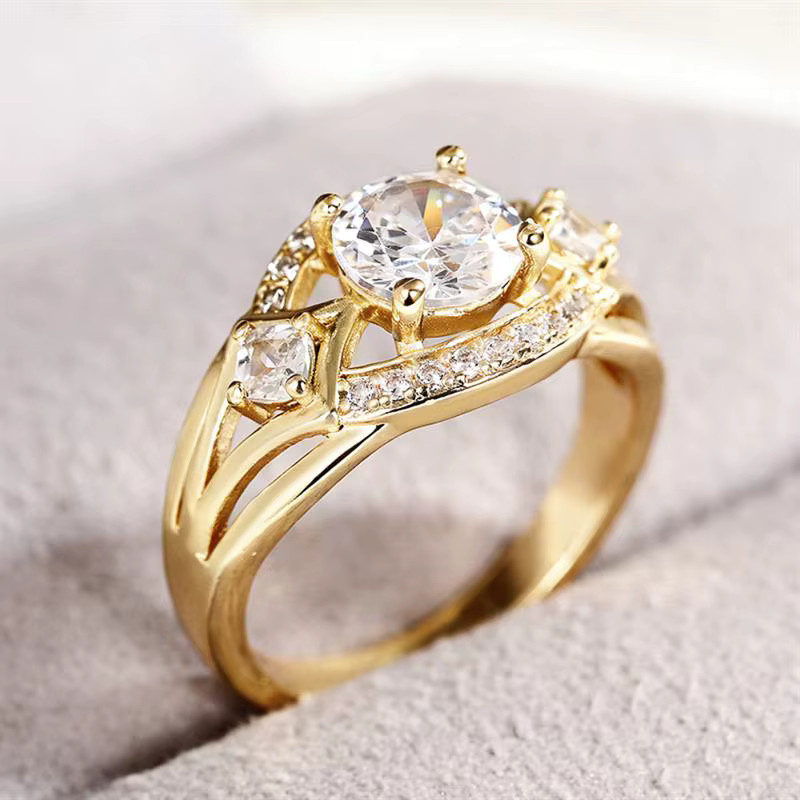 Huitan Damenring, goldfarben, Zirkonia, Damen - Bild 2