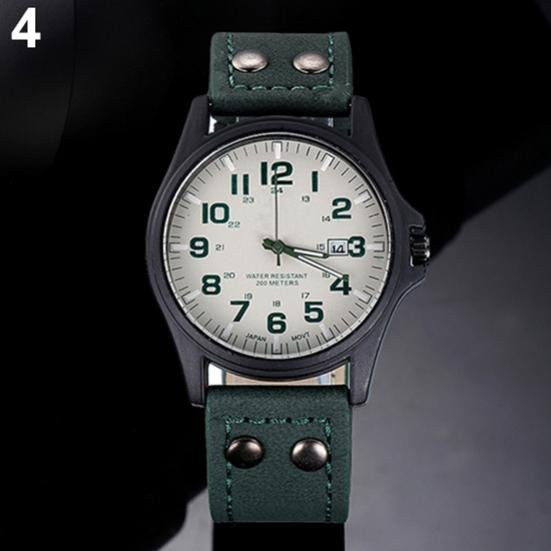 Outdeer Armbanduhr, Quarz, Edelstahl, 40 mm, Leder, Grün, Herren - Bild 1