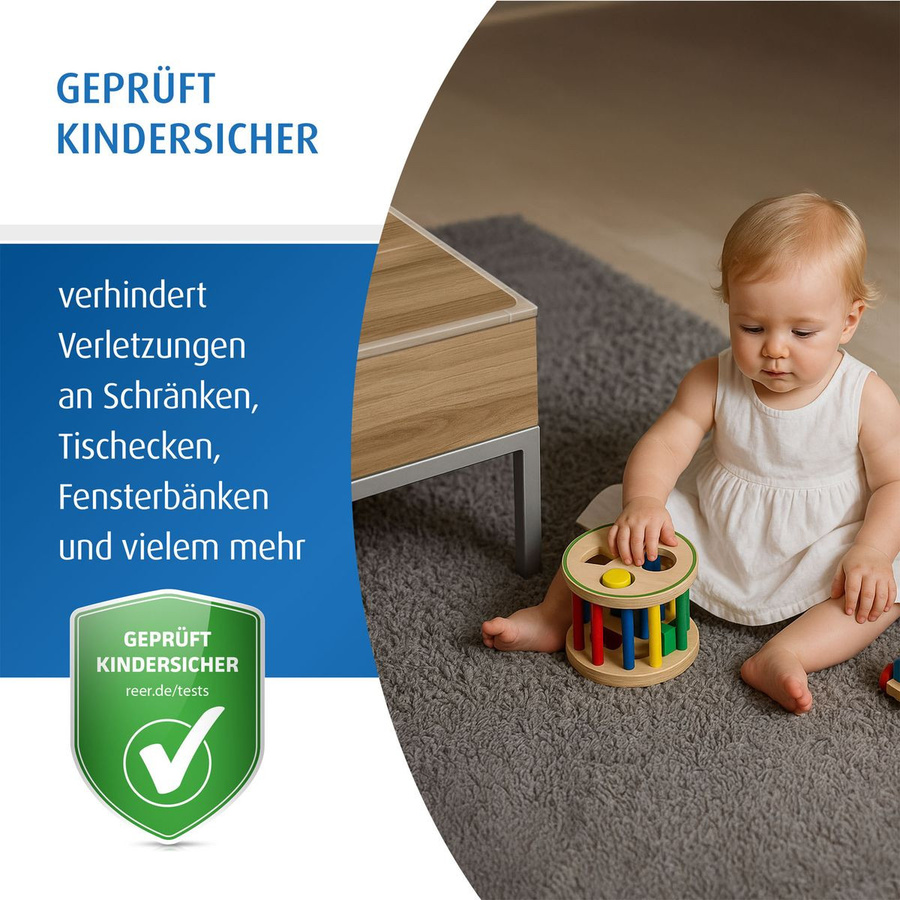 Reer 5-tlg. Ecken- und Kantenschutz-Set in Transparent zum Schutz vor Verletzungen mit Klebestreifen - Bild 3