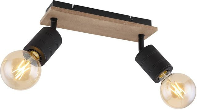 Globo Strahler JOSELLA modern aus Holz in Dunkelbraun und Schwarz Matt B/H/T: 10 x 31 x 18 cm mit 2 E27 Fassungen - Bild 1