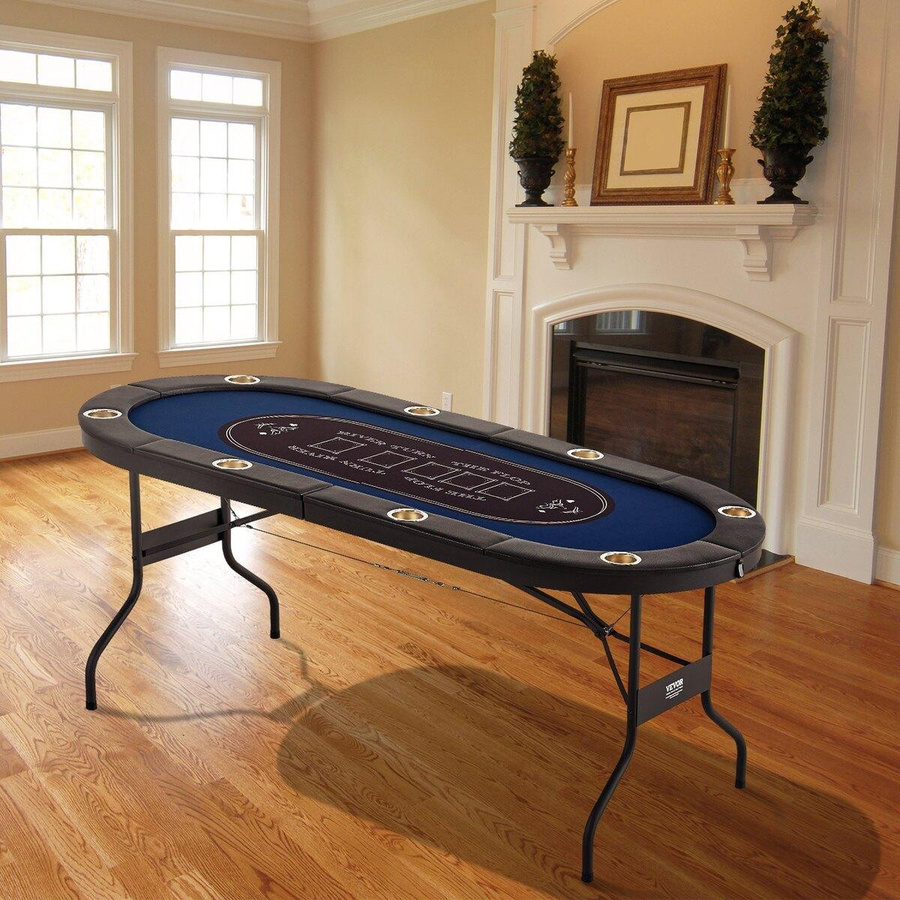 Buying Solutions MB Klapp-Pokertisch für 8 Spieler in Schwarz mit Filzoberfläche und Edelstahl-Getränkehaltern - Bild 7