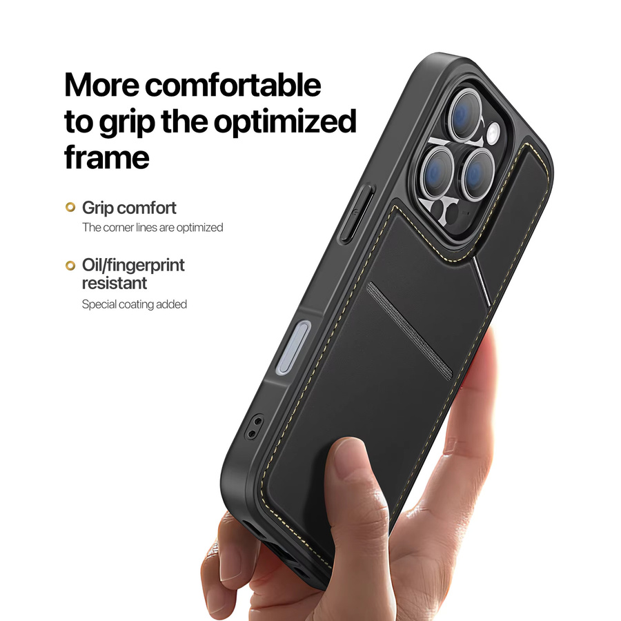 DUX DUCIS 3-in-1 Magnetische Hülle für iPhone 16 Pro Max, 15 Plus, 14, 13 mit Telefonständer und Brieftaschenfunktion in Schwarz - Bild 6