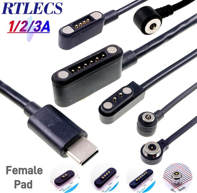 RTLECS Magnetisches Pogo-Pin USB-C-Kabel für Smartwatches in Schwarz zur Strom- und Datenübertragung - Bild 1