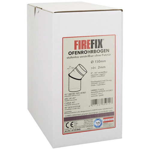 FIREFIX Rohrbogen aus Stahl in Grau mit einem Durchmesser von 15 cm und einer Stärke von 2 mm - Bild 2