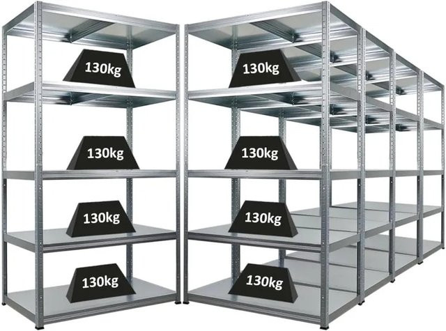 PROREGAL 5er Set Schwerlastregal Steel Eagle aus verzinktem Stahl, Farbe Silber, H x B x T: 180 x 100 x 60 cm - Bild 1