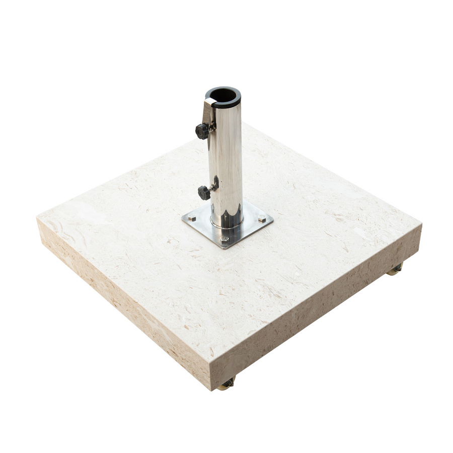 anndora Marmor Sonnenschirmständer mit Griffmulden in Weiss Beige, 90 kg Gewicht - Bild 1