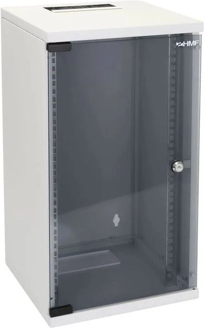 HMF Serverschrank Netzwerkschrank 12HE Wandgehäuse 10 Zoll Rack Lichtgrau - Bild 1