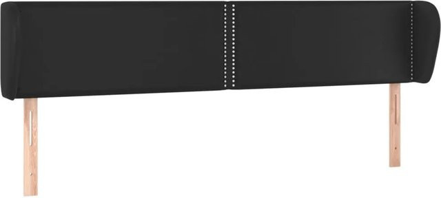 vidaXL Kopfteil mit Ohren in Schwarz aus Kunstleder, B/T/H: 183 x 23 x 78/88 cm - Bild 1