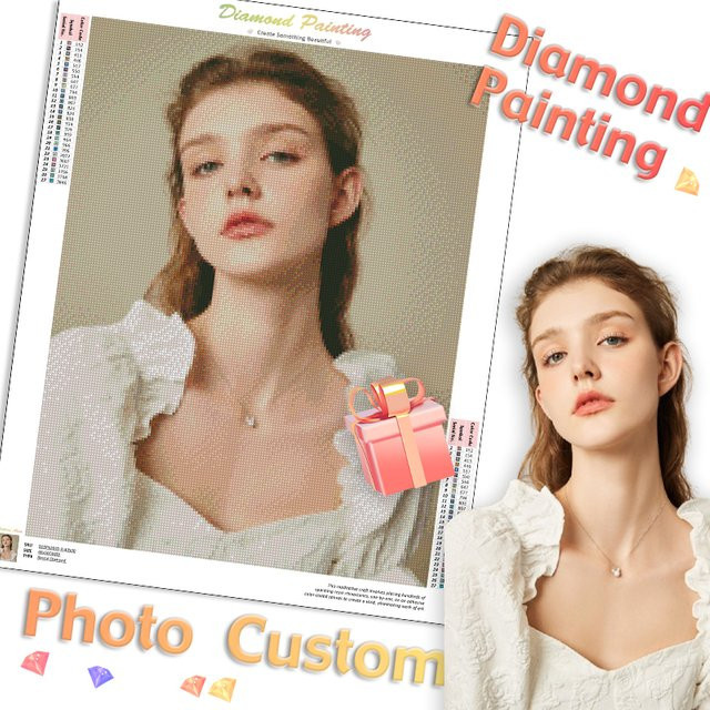 GATYZTORY Personalisiertes Diamant-Malerei-Set mit individuellem Foto für Erwachsene, runde Steine - Bild 1