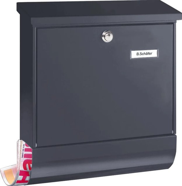 Burg Wächter Briefkasten-Set VARIO 8672 Anthrazit aus Stahlblech mit Schlüsselschloss - Bild 1