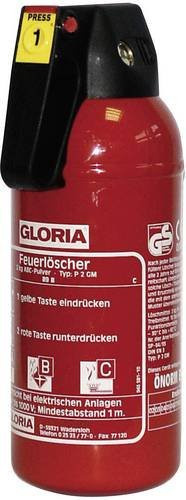 Gloria P2GM Pulverfeuerlöscher in Rot mit 2 kg für die Brandklassen A, B und C - Bild 1