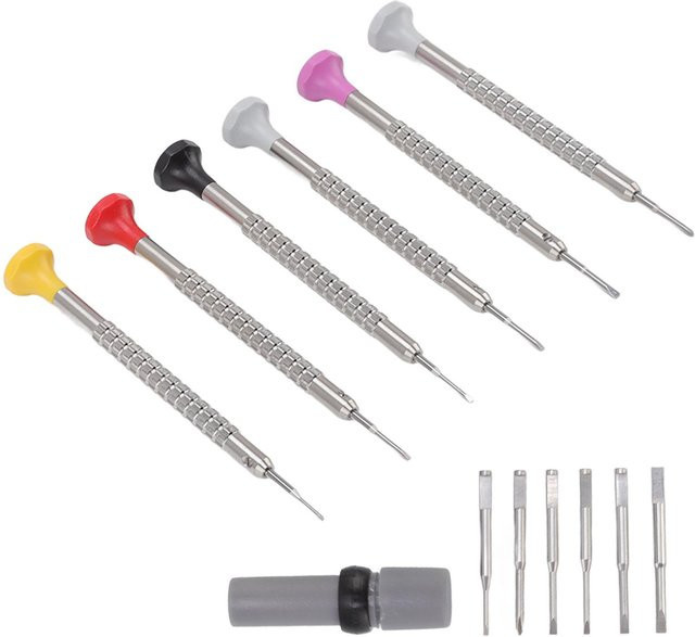 6-teiliges DIYelecs Uhrmacher-Schraubendreher-Set zur Uhrenreparatur und Gliederentfernung in Weiß - Bild 1
