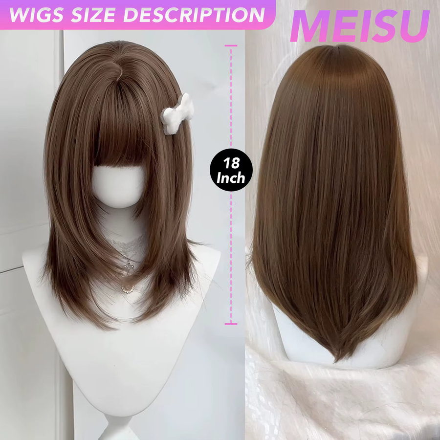 MEISU Bobo-Pony-Perücke, braun, synthetisch, gerade, Damen - Bild 3