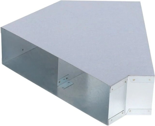 Subtiel Flachkanal Bogen 45 Grad mit Mittelsteg aus verzinktem Stahl, Farbe: Silber, B/H: 300 x 90 mm - Bild 1