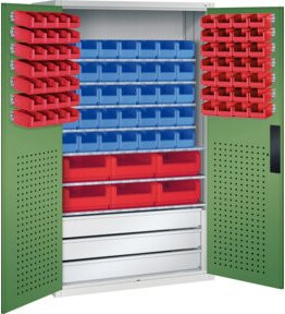 C+P Magazinschrank Serie 13 aus Stahl, abschließbar, Grau/Grün, B/T/H: 195,0 x 110,0 x 53,5 cm - Bild 1