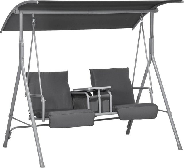 Outsunny Hollywoodschaukel aus Metall in Schwarz mit Sonnendach und Kissen, B/H/L: 110 x 165 x 175 cm - Bild 1