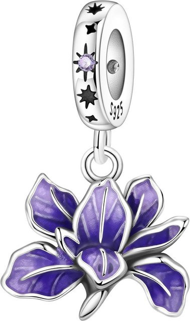 PANPOKI Anhänger, Kupfer, Lila Schwertlilie Blume, Weiß - Bild 1