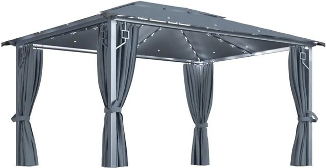 vidaXL Pavillon mit Vorhängen und LED-Lichterkette in Anthrazit, B/T/H: 400 x 300 x 270 cm - Bild 1