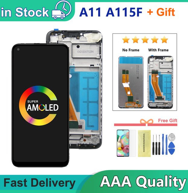 Samsung A11 LCD Display Touch Screen mit Rahmen in Schwarz für Samsung A115 A115F A115F/DS 6,4 Zoll - Bild 1